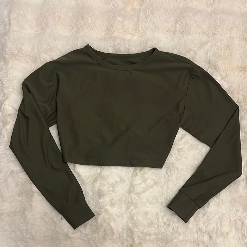 Five Dancewear Olive Green Long Sleeve Crop Top